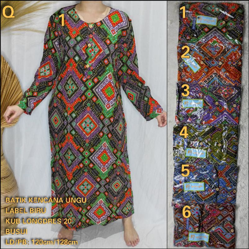 LONGDRESS KENCANA UNGU MODEL 20 LABEL BIRU