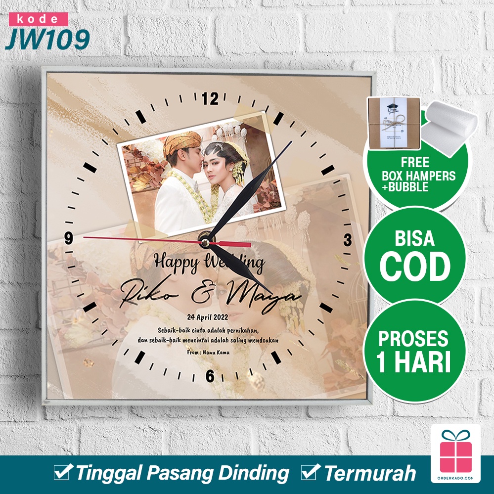 Jam Dinding Unik Hadiah / Kado Pernikahan Wedding Gift Couple Sahabat JW109 J1