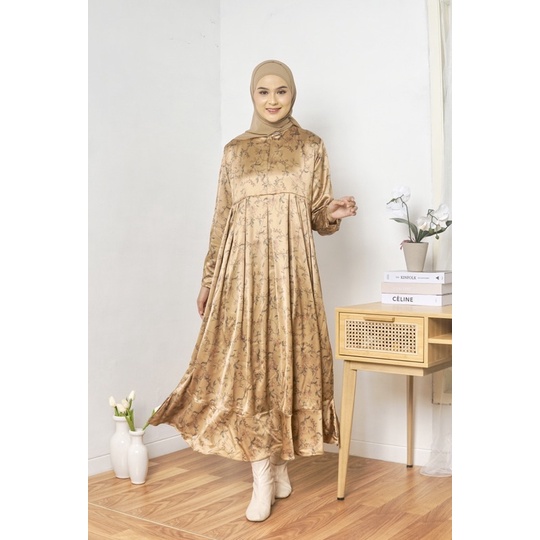 NEW MAGANI BROWN I Dress Kondangan dan Bridesmaid Bahan Prada Crepe I Adem dan Nyaman Dipakai