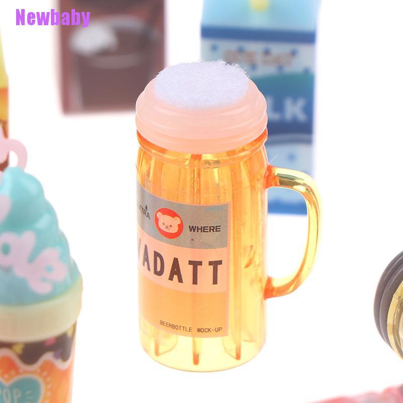 (Newbaby) 3pcs / set Mainan Miniatur Botol Minuman Jus Skala 1: 12 Untuk Aksesoris Rumah Boneka