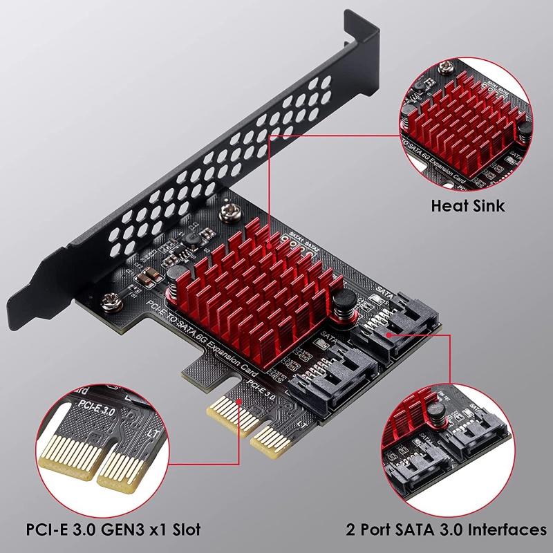 Btsg PCIe Card PCI-E Ke 2kontroler Ekspanding Adapter Dengan Bracket Support2 3.0 Device 6Gbps