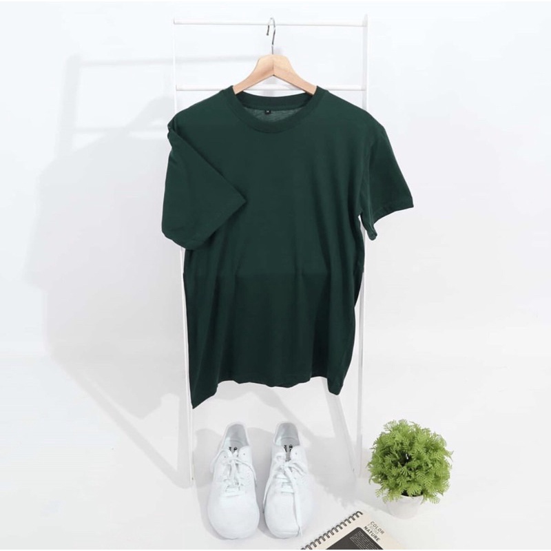 kaos polos warna hijau botol