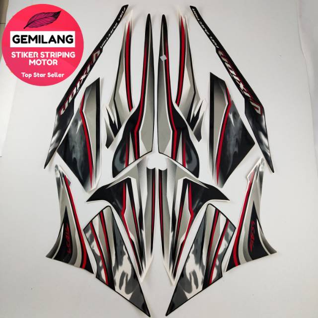 Striping Decal Polet Sticker yamaha vixion 2012 old hitam putih list body standar berkualitas termur