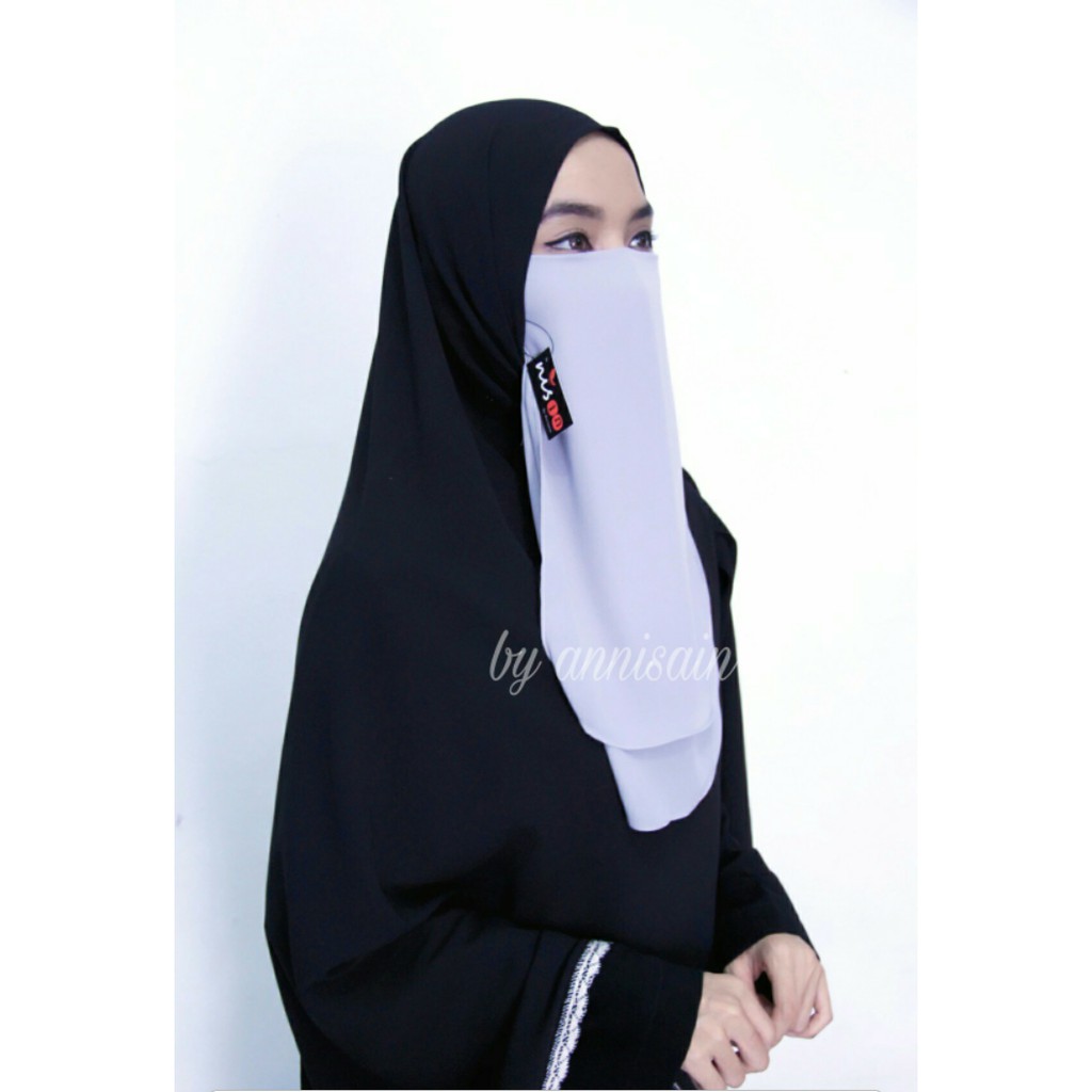 Cadar tali / cadar husna purdah 2 layer tanpa jahitan di bawah mata