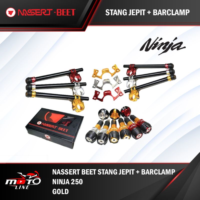 stang jepit + barclamp ninja 250 gold nassert beet