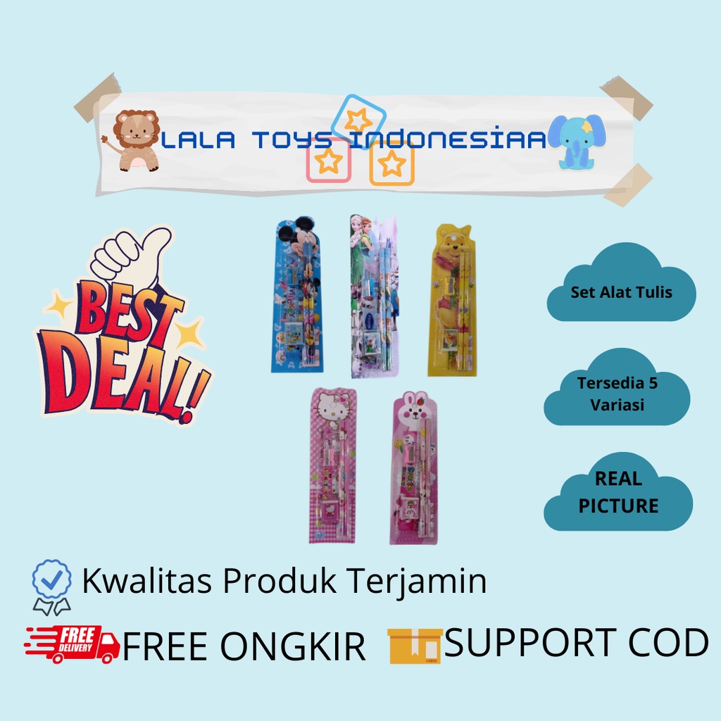 

Alat Tulis Set Lengkap Anak Karakter Lucu 5in1