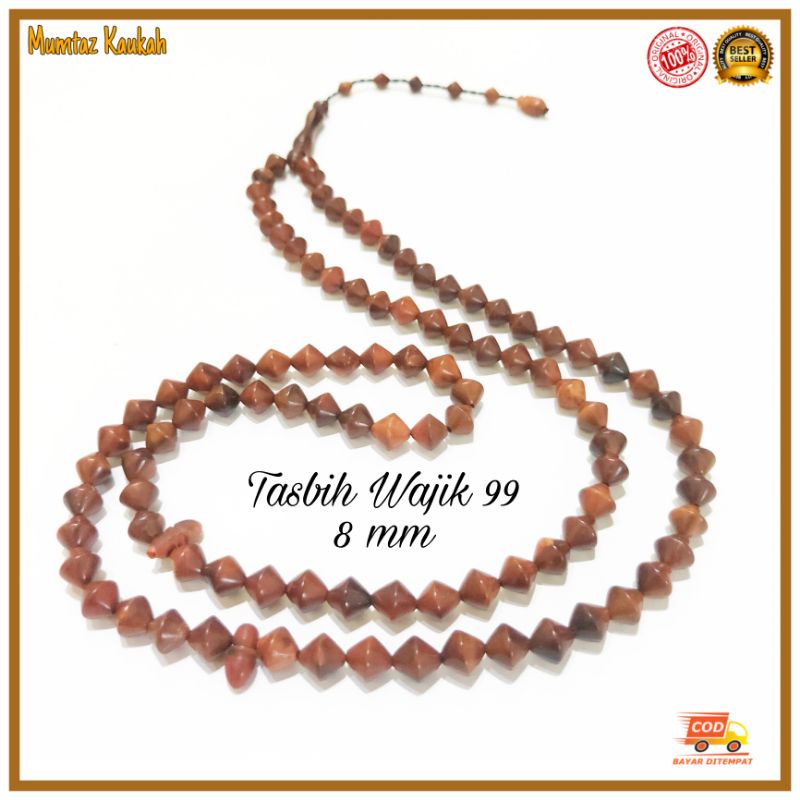 Tasbih kokka kaukah Wajik 99 Ukuran 8 mm coklat polos original koka kaoka kaokah