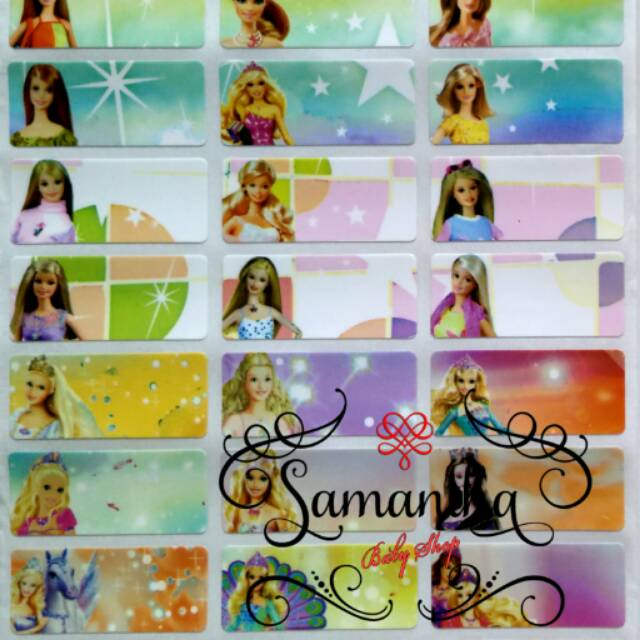 

Label nama waterproof motif Barbie