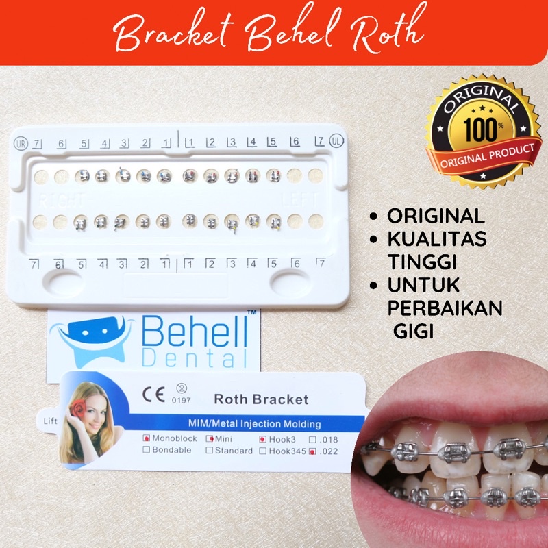 BEHELLDENTAL - BRACKET BEHEL ORTHO COMFORT MINI ROTH MIM METAL - Kawat Gigi Dental Untuk Perbaikan Perawatan Anti Karat - Orthodontic Braces Original