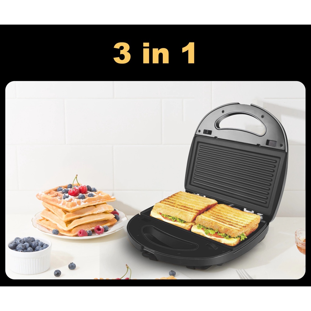 Sonifer 3 in 1 Waffle Maker &amp; Sandwich Maker Electric FREE BUKU RESEP