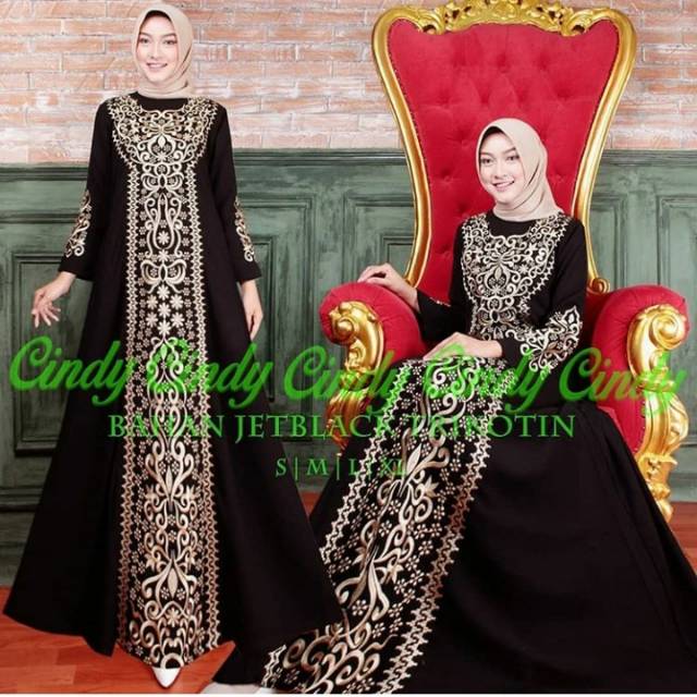 Abaya Gamis Maxi Dress Arab Saudi Bordir Dinar Turki Umroh Turkey India Jetblack Hitam Syari