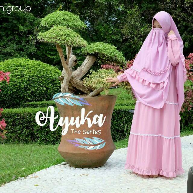 Gamis Syari Ayuka Pink Zahidah Longdress Muslim Khimar Cadar