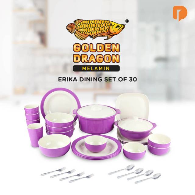 PIRING MELAMIN GOLDEN DRAGON PIRING GELAS SET MANGKOK BESAR KECIL SET