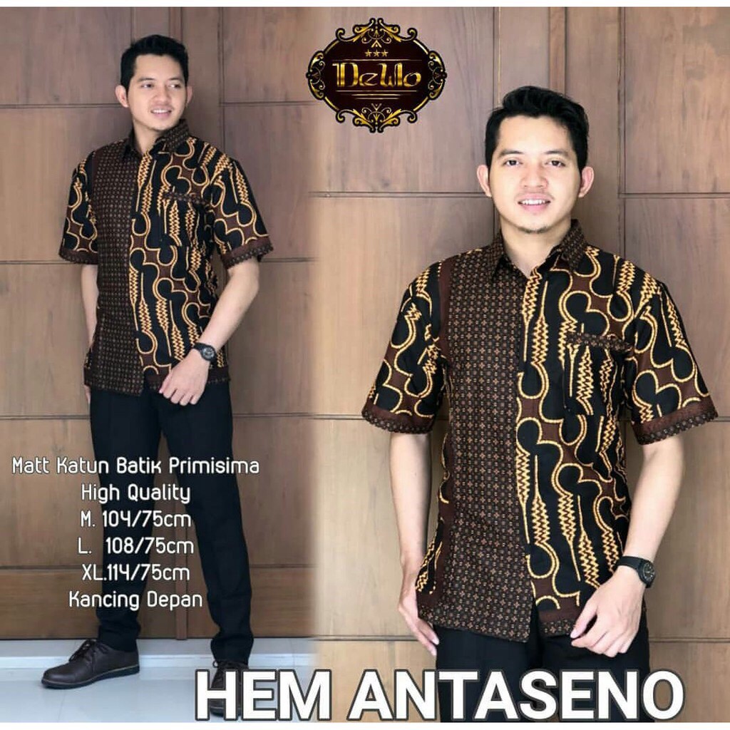 COUPLE TUNIC SANTIKA PARANG BLACK HITAM ANTASENO BATIK KLASIK FORMAL KERJA KANTOR MODERN CP JUMBO DRESS