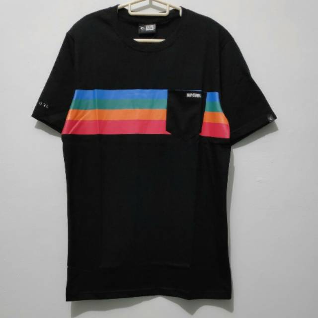 Kaos pria fullprint premium rpcl Hitam garis biru orange merah