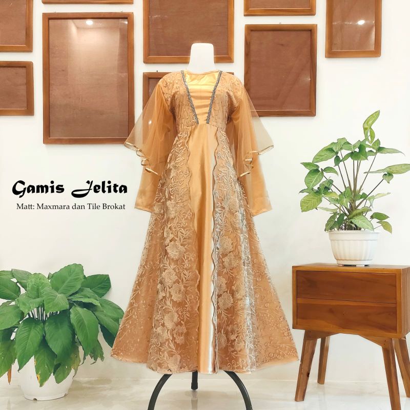 GAMIS JELITA GOLD by Unique | GAMIS PESTA | GAMIS MEWAH