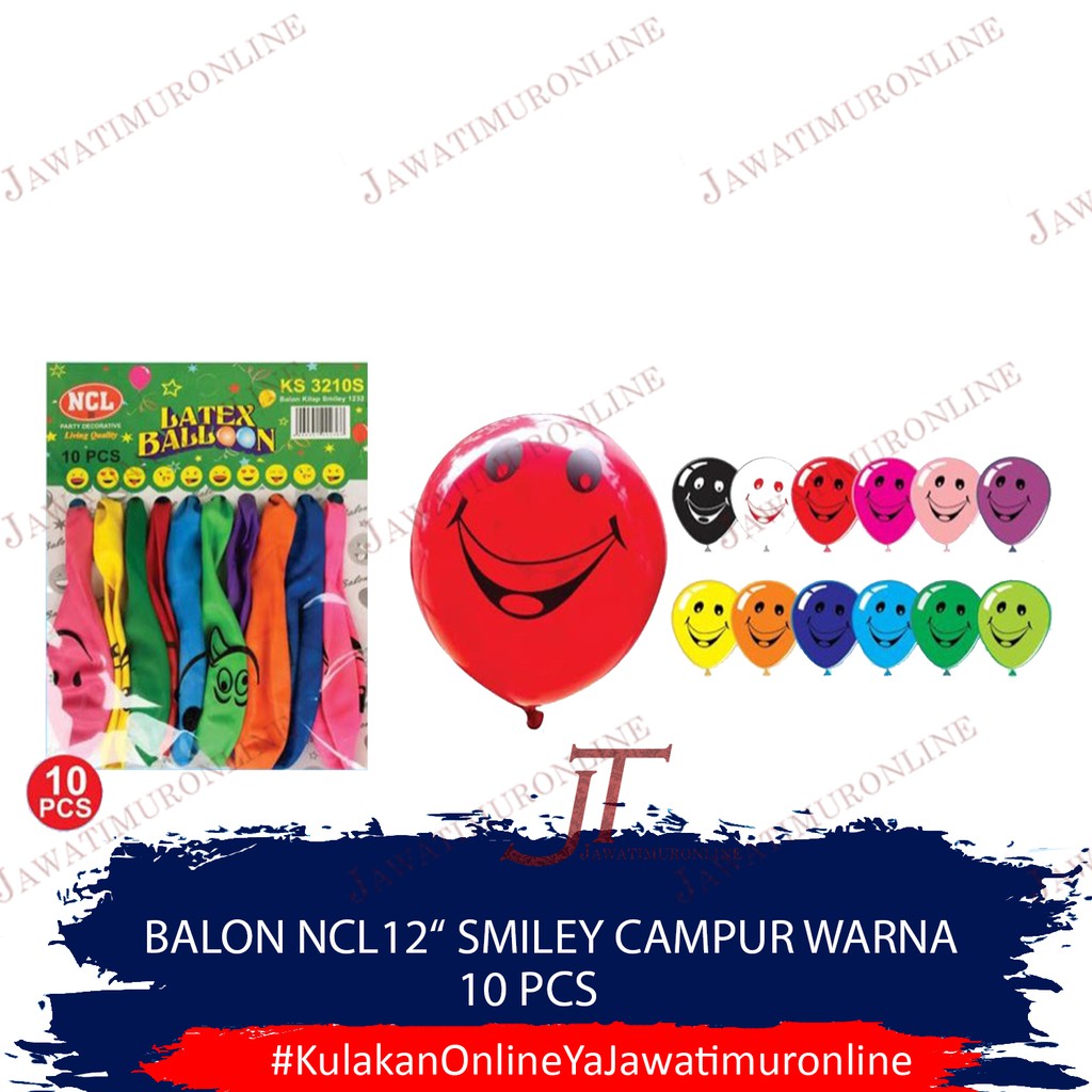 Balon Latex 12 Inch Smiley Warna Lempengan isi 10