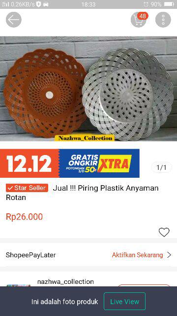 Jual !!! Piring Plastik Anyaman Rotan