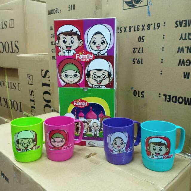 Gelas Mug Family Set 4 Pcs Gelas Mug Family