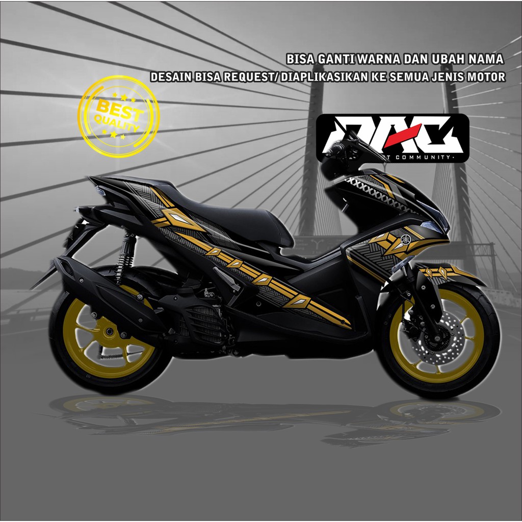 Sticker decal full body Aerox hitam kuning
