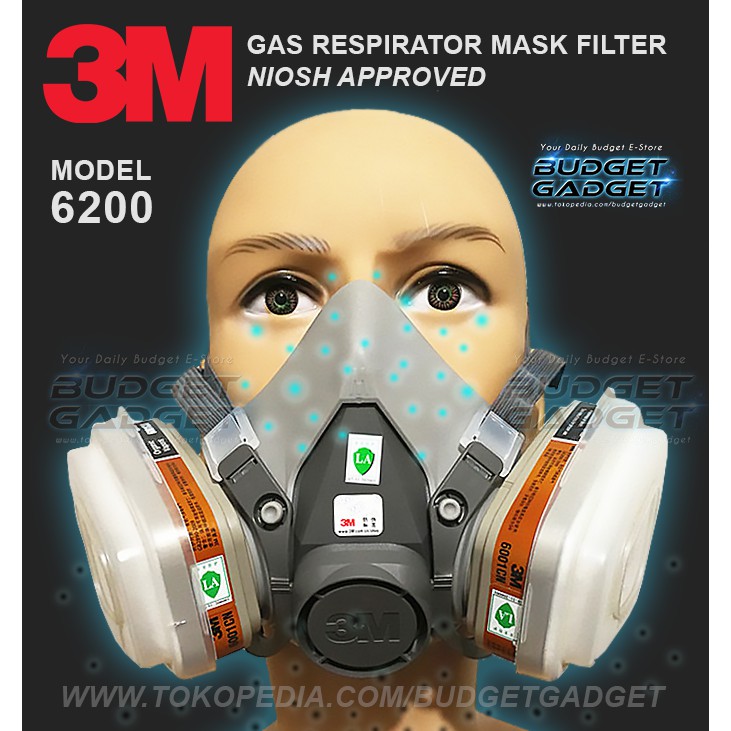 3M Masker Gas Respirator - 6200 Half Facepiece Mask