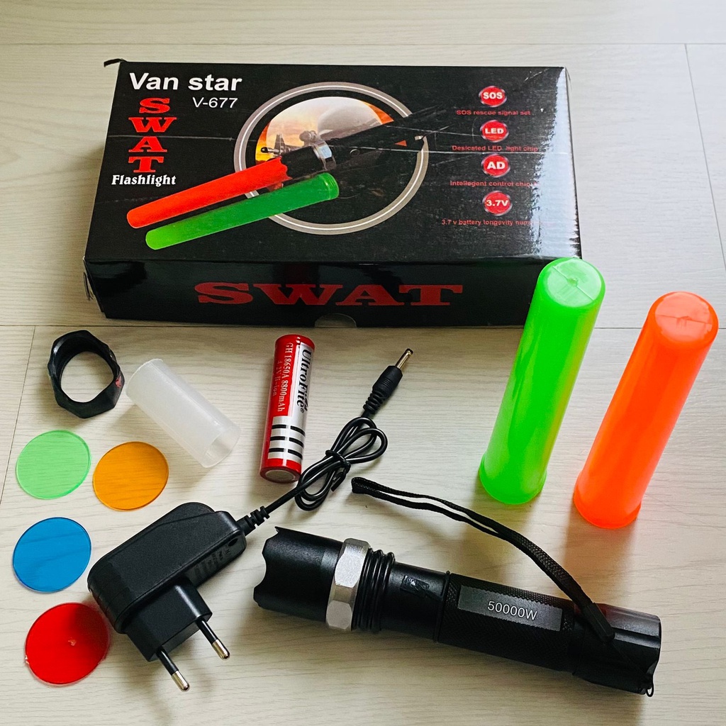 Senter Swat Police Accessories Full Set V677 - senter led super terang - senter swat - senter polisi - lampu senter led - senter swat - flash light