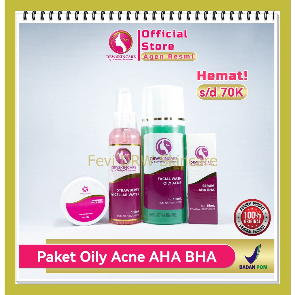 Jual DRW Skincare Paket Oily Acne AHA BHA ( Bonus Pouch ) | Shopee ...