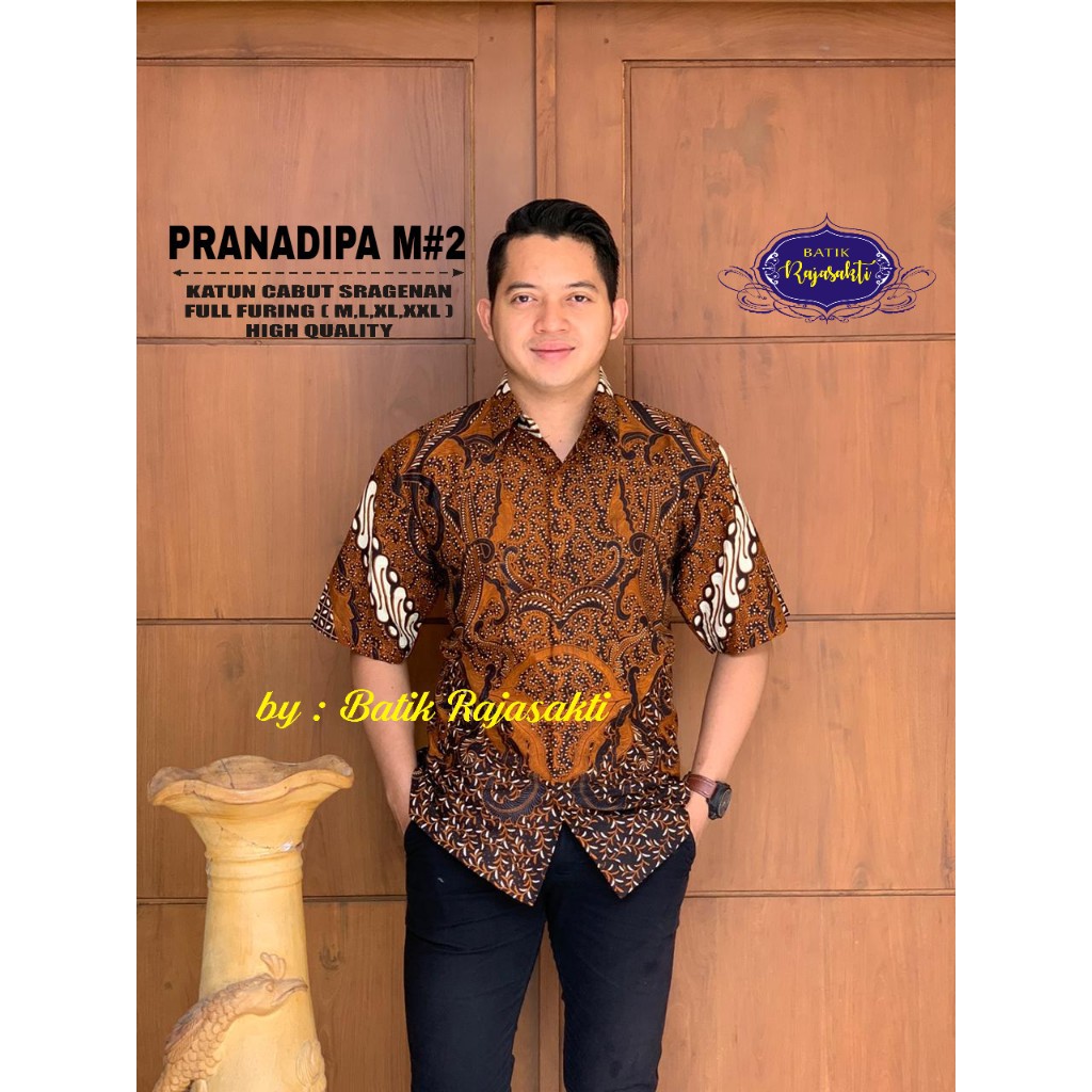 PRANDADIPA 2 Baju Kemeja Batik Pria Lengan Pendek PREMIUM  FULL FURING Rajasakti SOLO