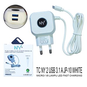 TC NY 2 USB 3.1 A JP-10 WHITE MICRO V8 LAMPU LED FAST CHARGING 020469BKB71 fast charging