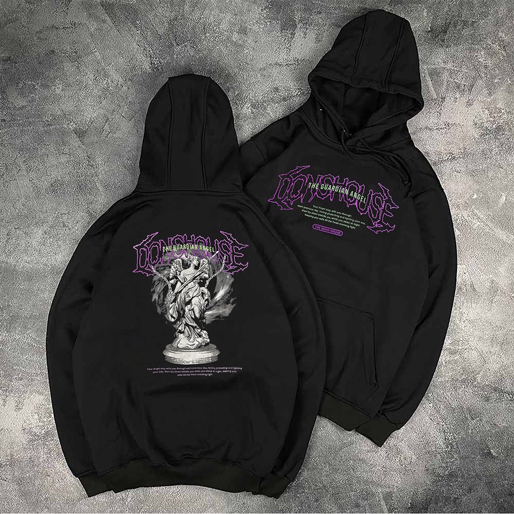 Hoodie Aesthetic Font Metal Motif Sosial Kultur (Social Culture) / Jaket Sweater Hoodie Pria Keren Sweater Wanita Aesthetic Motif Guardian Angel Sayap Malaikat