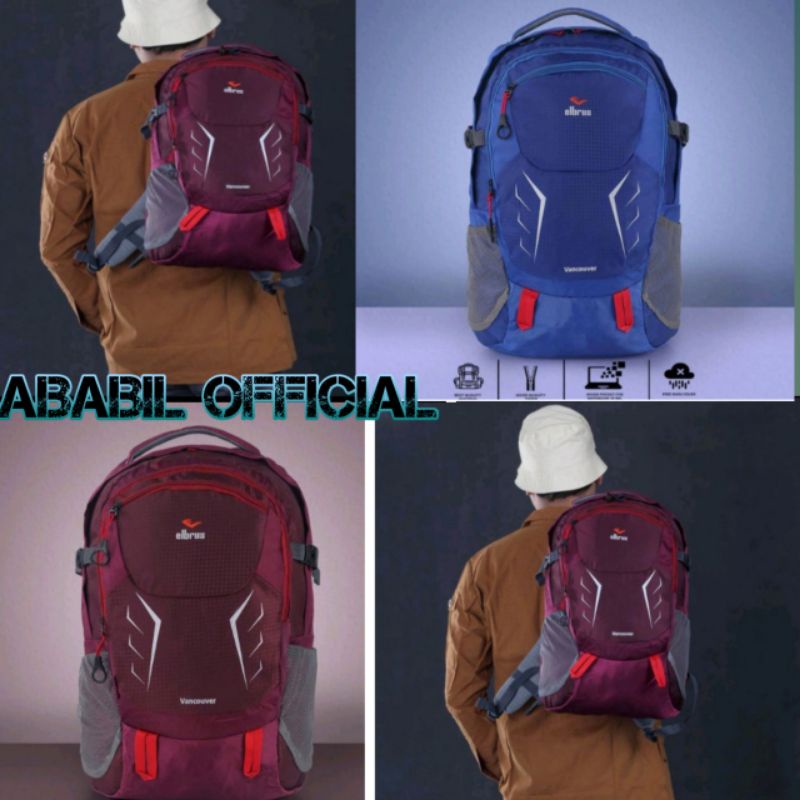 RANSEL PRIA/WANITA KAPASITAS 25-30L MERK ELBRUS DI JAMIN 100% BARANG DISTRO ADA PELINDUNG