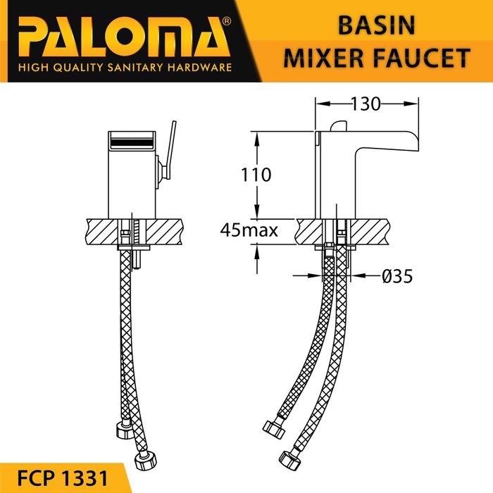 PALOMA FCP 1331 Keran Mixer Wastafel Cuci Tangan Panas Dingin Kran Air