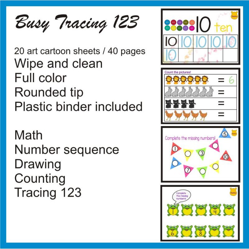 

Wipe and Clean Busy Tracing 123 Binder