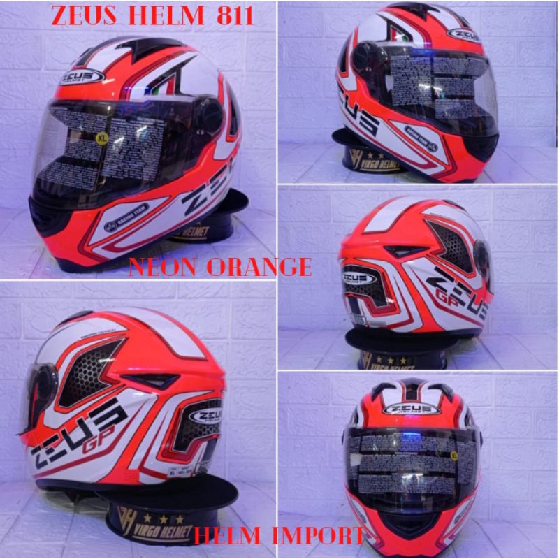 ZEUS HELM ZS 811 NEON ORANGE AL13+VISOR SMOKE ORIGINAL (ongkir Termurah 2 kg)