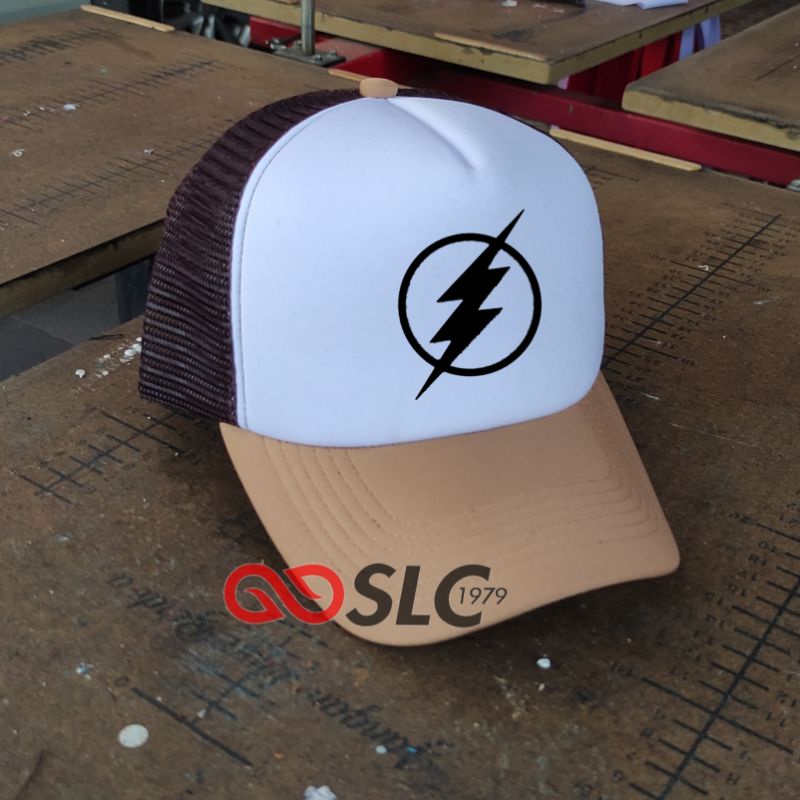 TOPI JARING TRUCKER HAT CAP PREMIUM THE FLASH CUSTOM LOGO SENDIRI