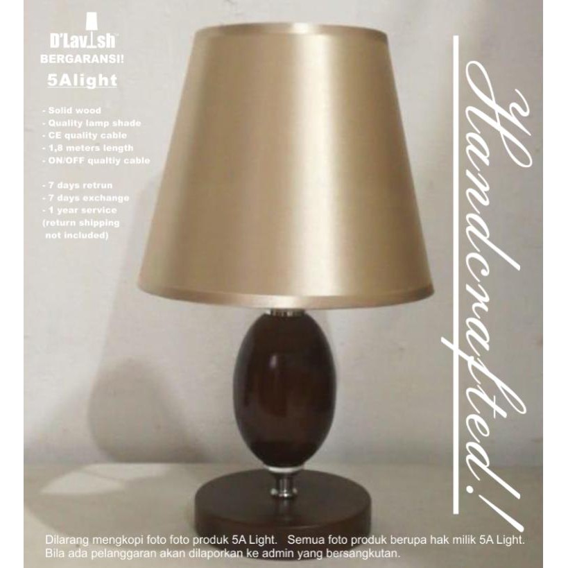 Lampu Meja Aesthetic Minimalis Modern untuk Nakas/Tidur/Lampu Malam - Estetik MODEL OBSIDIAN WOOD CK