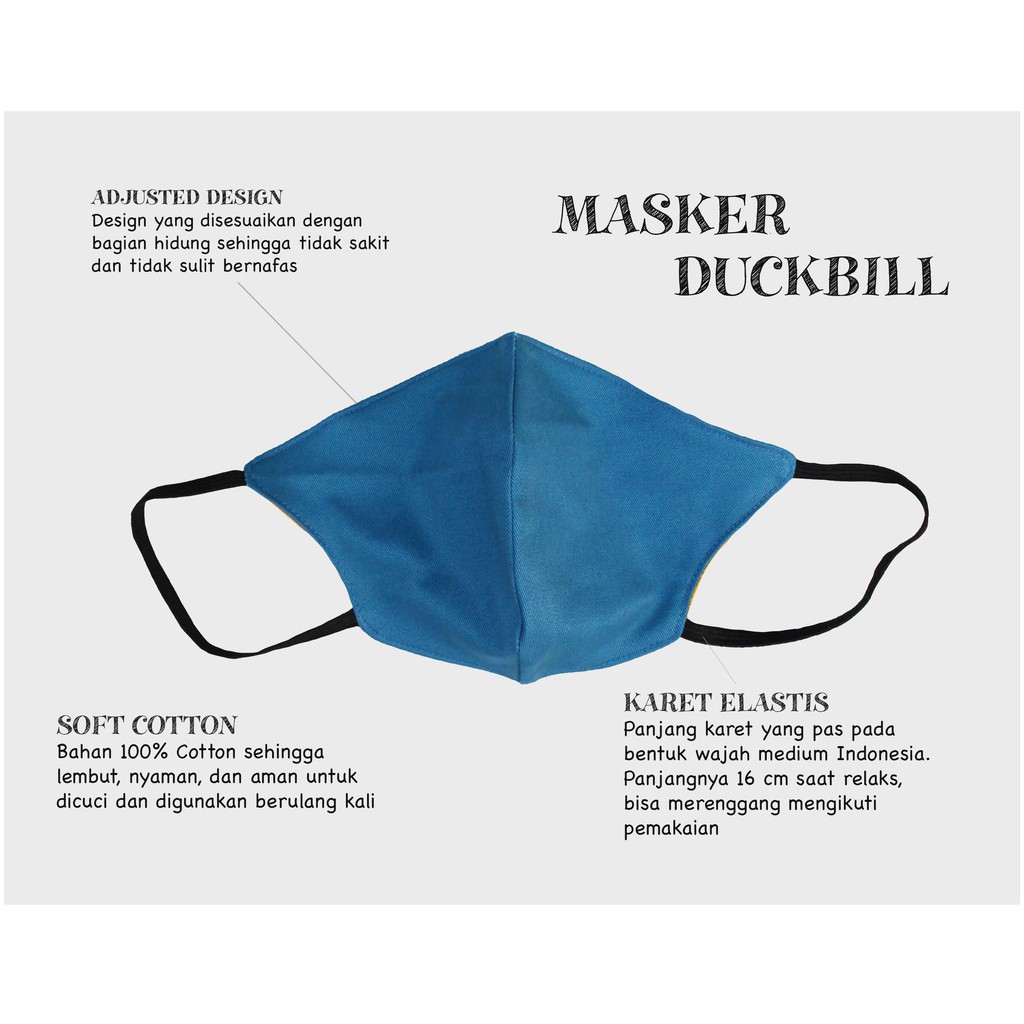 MASKER KAIN 2 PLY DUCKBILL POLOS DEWASA UNISEX EARLOOP NON MEDIS