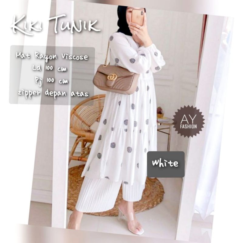 TUNIK PUTIH KIKI || BAHAN RAYON VISCOSE ||