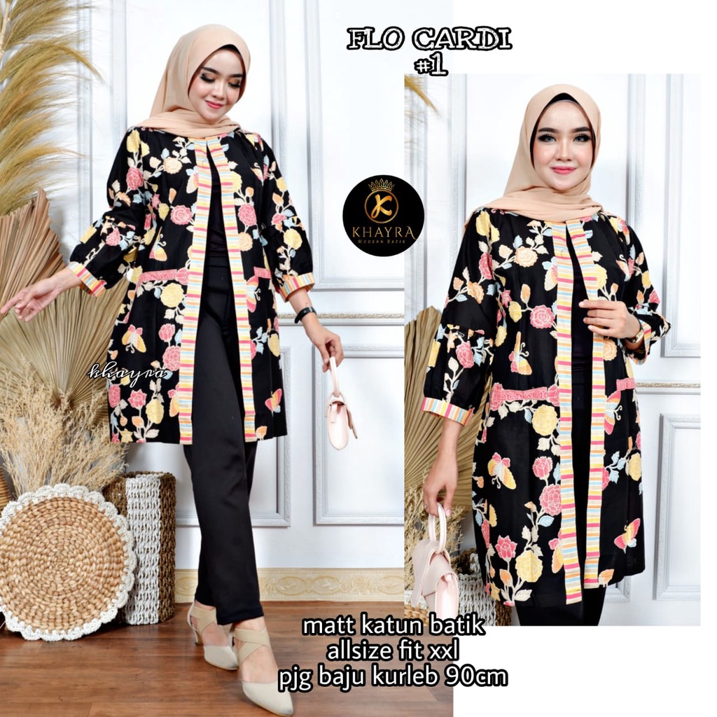 Elo cardi outer lengan atasan kerja batik solo modern