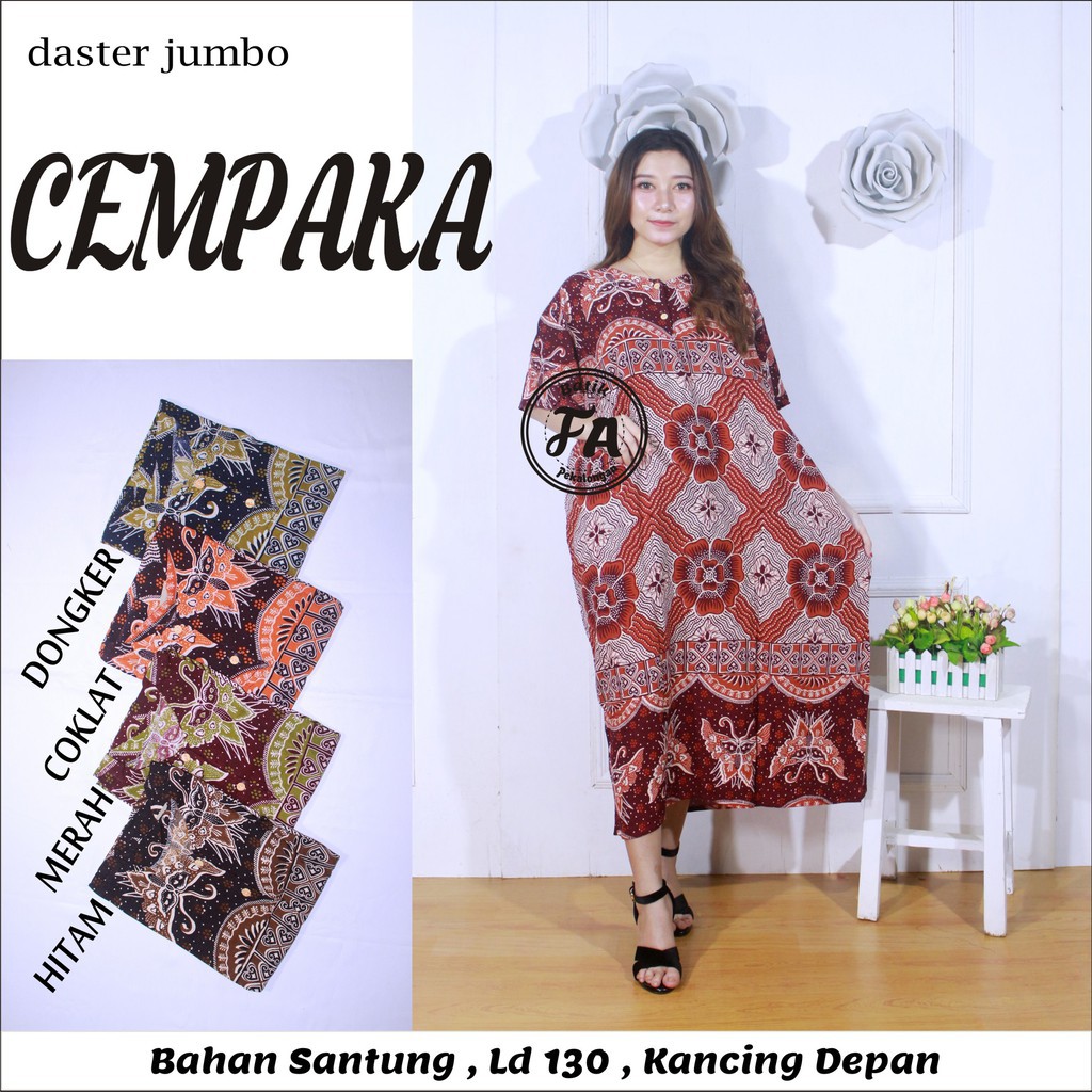 Daster Jumbo Batik  Motif Kombinasi  Leher Kancing Bumil Busui  Jumbo Cempaka