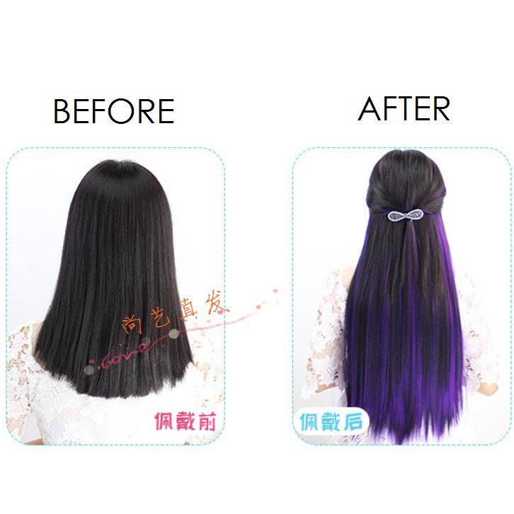 HWLP half wig lurus warna polos big layer hair clip hairclip hair extension