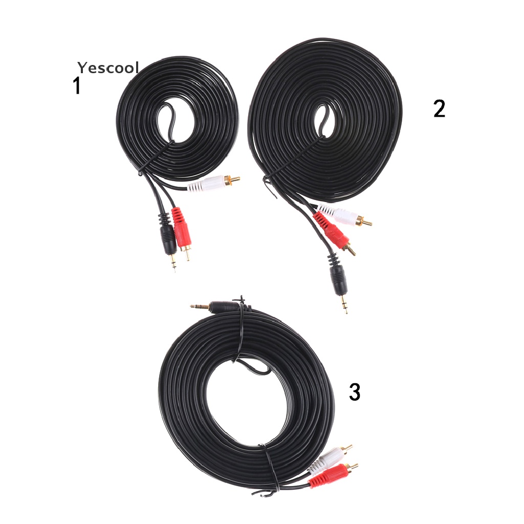 Yescool Kabel Audio AUX 3.5MM Male Ke AV 2 RCA Male Stereo Panjang 3M 5M 10M