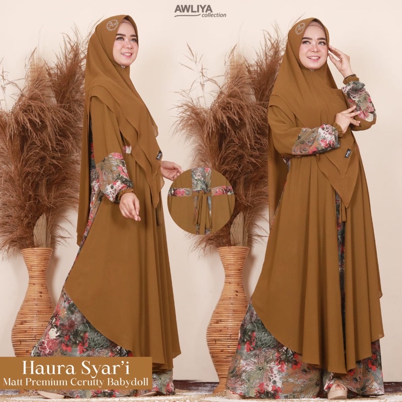 Gamis haura syar'i/original Awliya collection/ceruty babydoll premium/gamis terbaru/gamis dewasa/khi