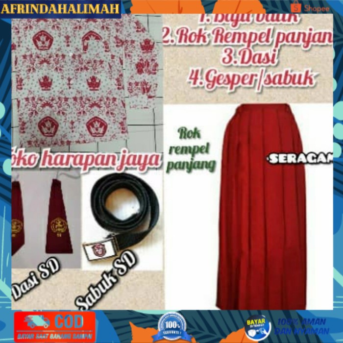 

{TERBARU} Setelan seragm sekolah SD Batik lengan panjang/PAKET LENGKAP KLS 1-6 - set Batik SD, 6-7