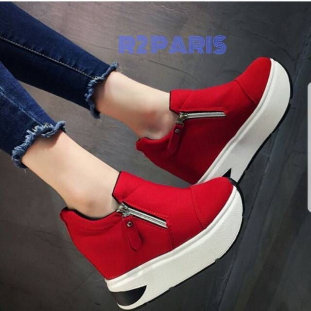 SEPATU WANITA WHITE LADIES SNEAKERS FASHION CEWE CEWE SPORT MAROON WOMEN ( REALPIC GESER FOTO )