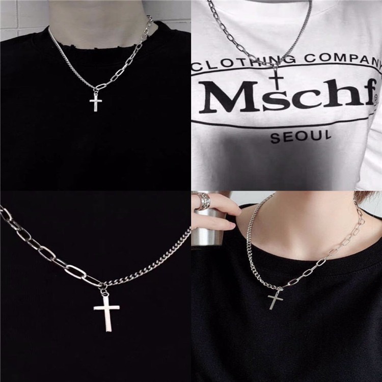 MORYMOSHI K26 Kalung Rantai Salib Unisex Fashion Korea