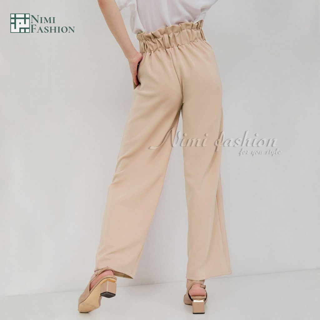 Celana Premium Scuba Import / Celana Kulot High Waist Office Pants Import / Wide Leg Free belt