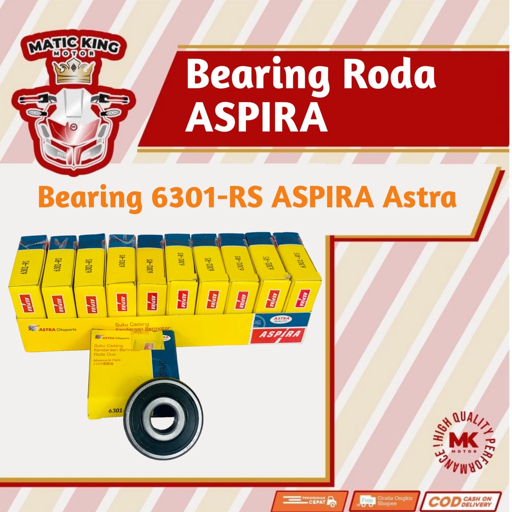 Bearing laher lahar pelor roda depan belakang 6301 RS Aspira Astra Otoparts