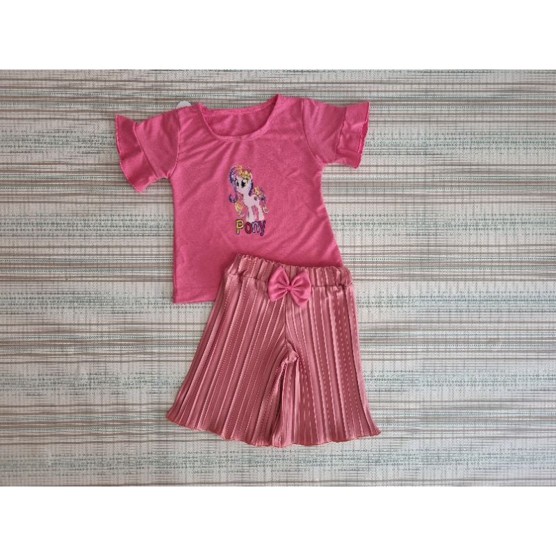 [GROSIR] [BUNDLE] Set Plisket Anak Perempuan Polos Sablon