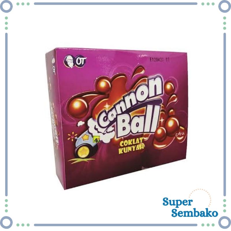 PERMEN COKLAT KUNYAH CANNON BALL 6.3g PER BOX ISI 24 PCS BUNGKUS